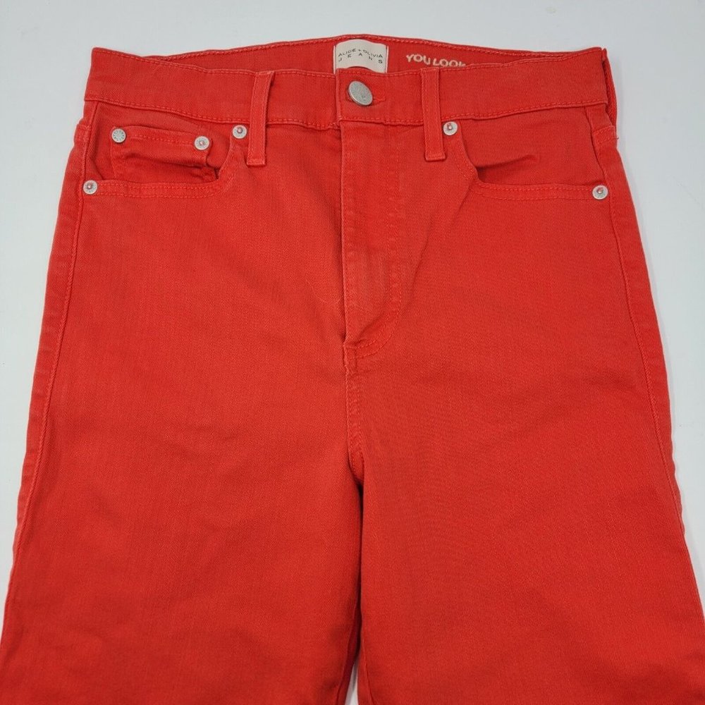 Alice +‎ Olivia Size 29 Bright Red Women's Skinny Denim Jeans - Picture 3 of 6